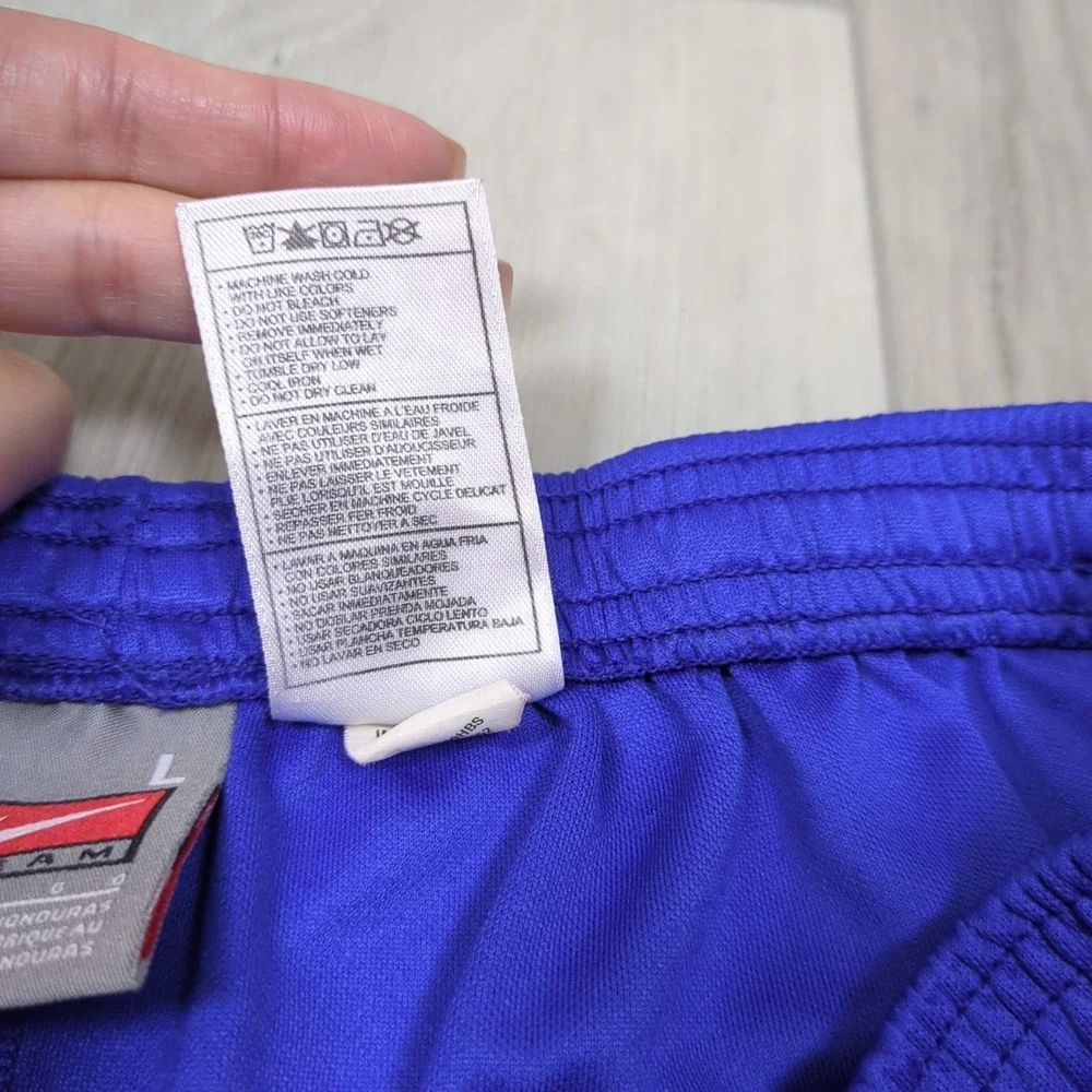Nike Team Running Shorts Mens Large Blue White Swoosh Logo Y2K